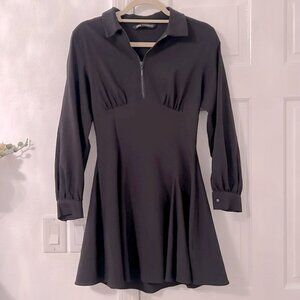Zara Long Sleeve Collar Mini Shirtdress Black
